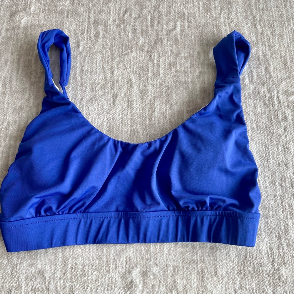 Venus Women's Bright Blue Twist Back Bikini Top Scoop Neck Size L